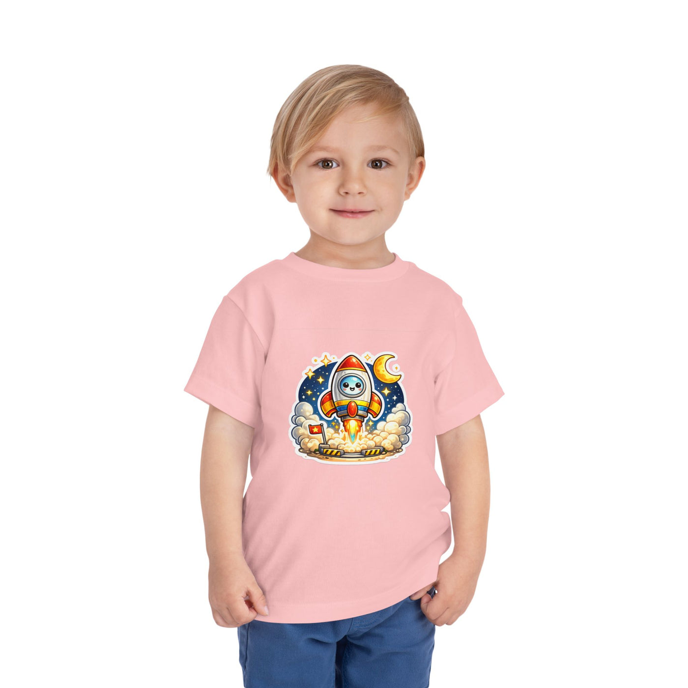 Toddler Tee — Cute Rocket Astronaut Launch Graphic