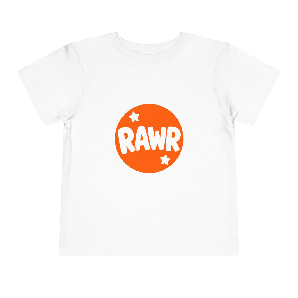 Toddler Tee — "RAWR" Orange Circle Graphic