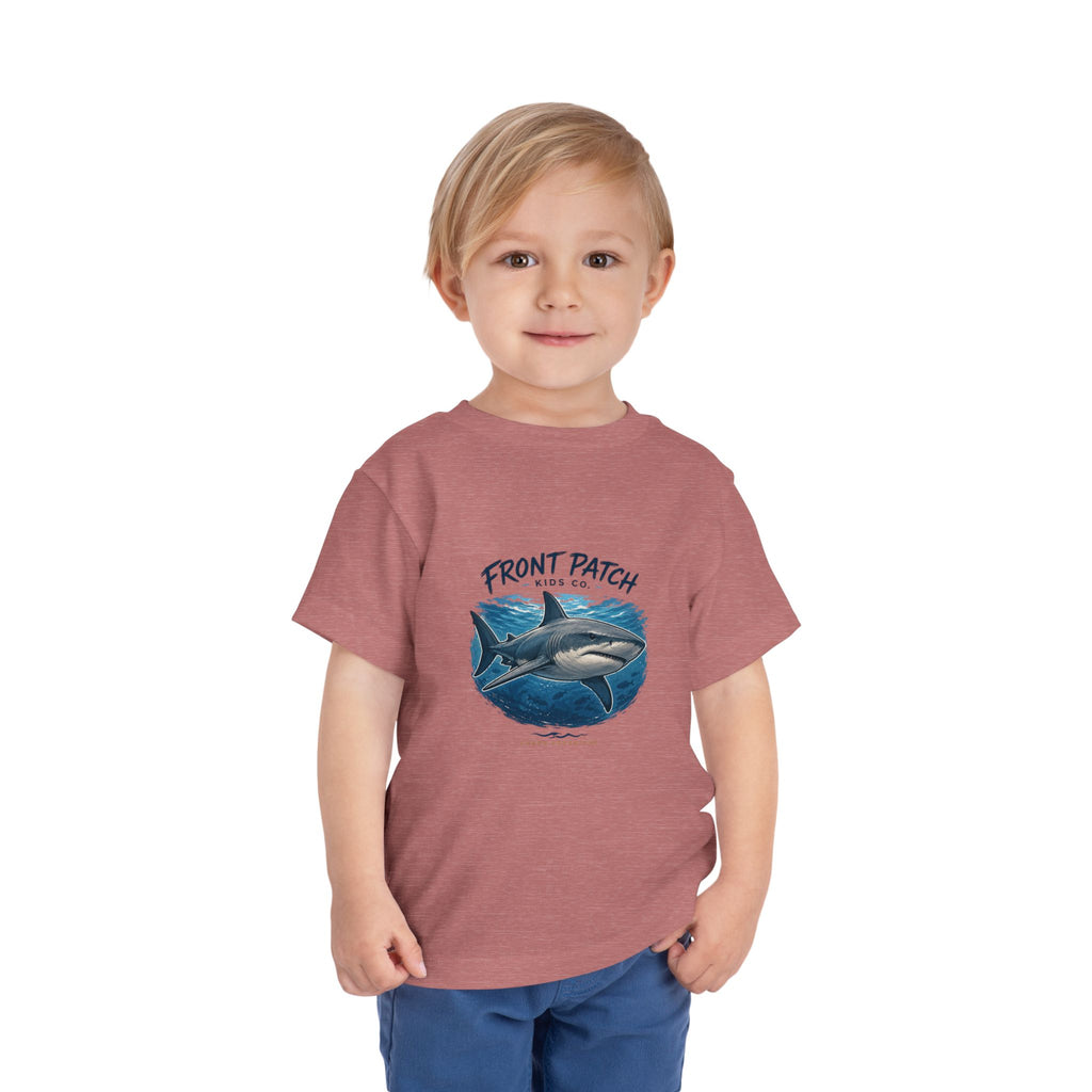 Toddler Shark Tee - "Front Patch" Ocean Shark Graphic Kids Shirt