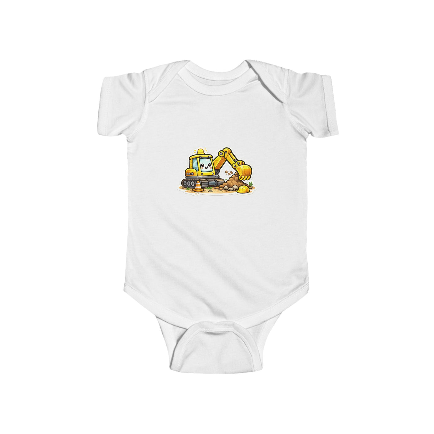 Baby Excavator Bodysuit — Cute Construction Truck Infant Onesie