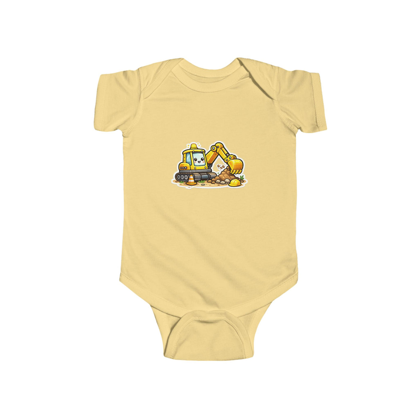 Baby Excavator Bodysuit — Cute Construction Truck Infant Onesie