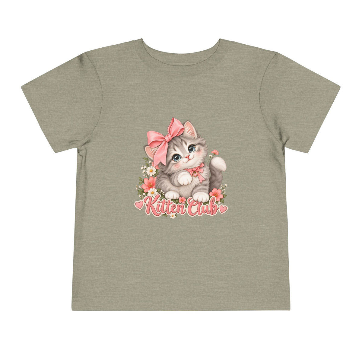 Toddler Tee — "Kitten Club" Cute Floral Bow Cat Shirt