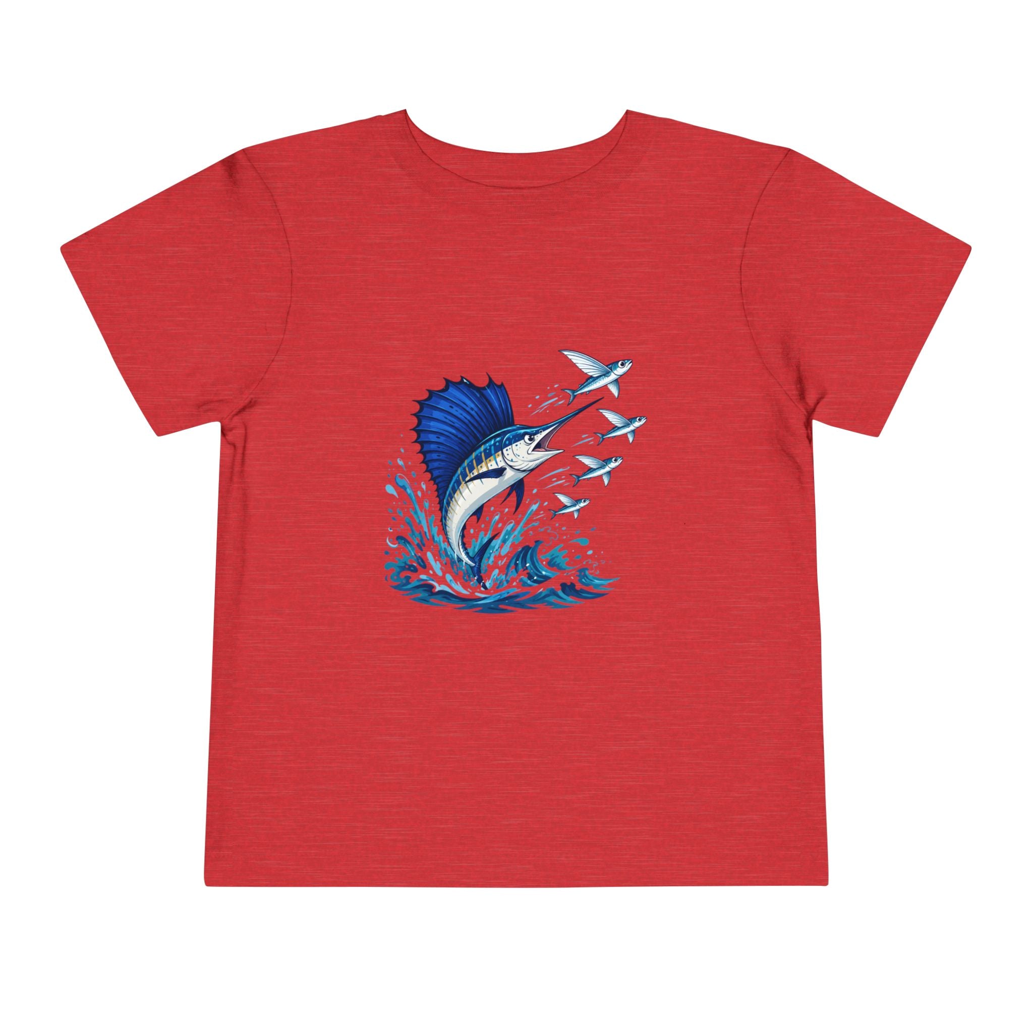 Toddler Tee — Blue Sailfish & Flying Fish Ocean Graphic