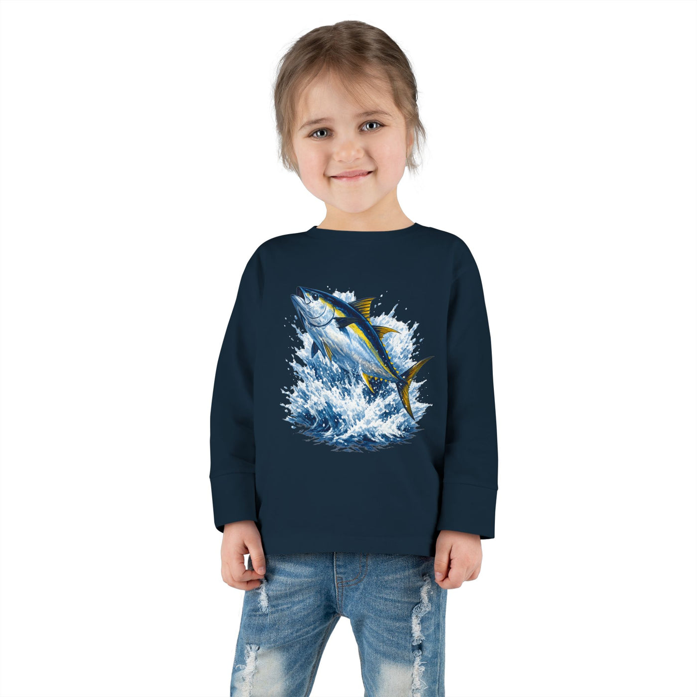 Toddler Long Sleeve Tee - Bluefin Tuna Splash Graphic