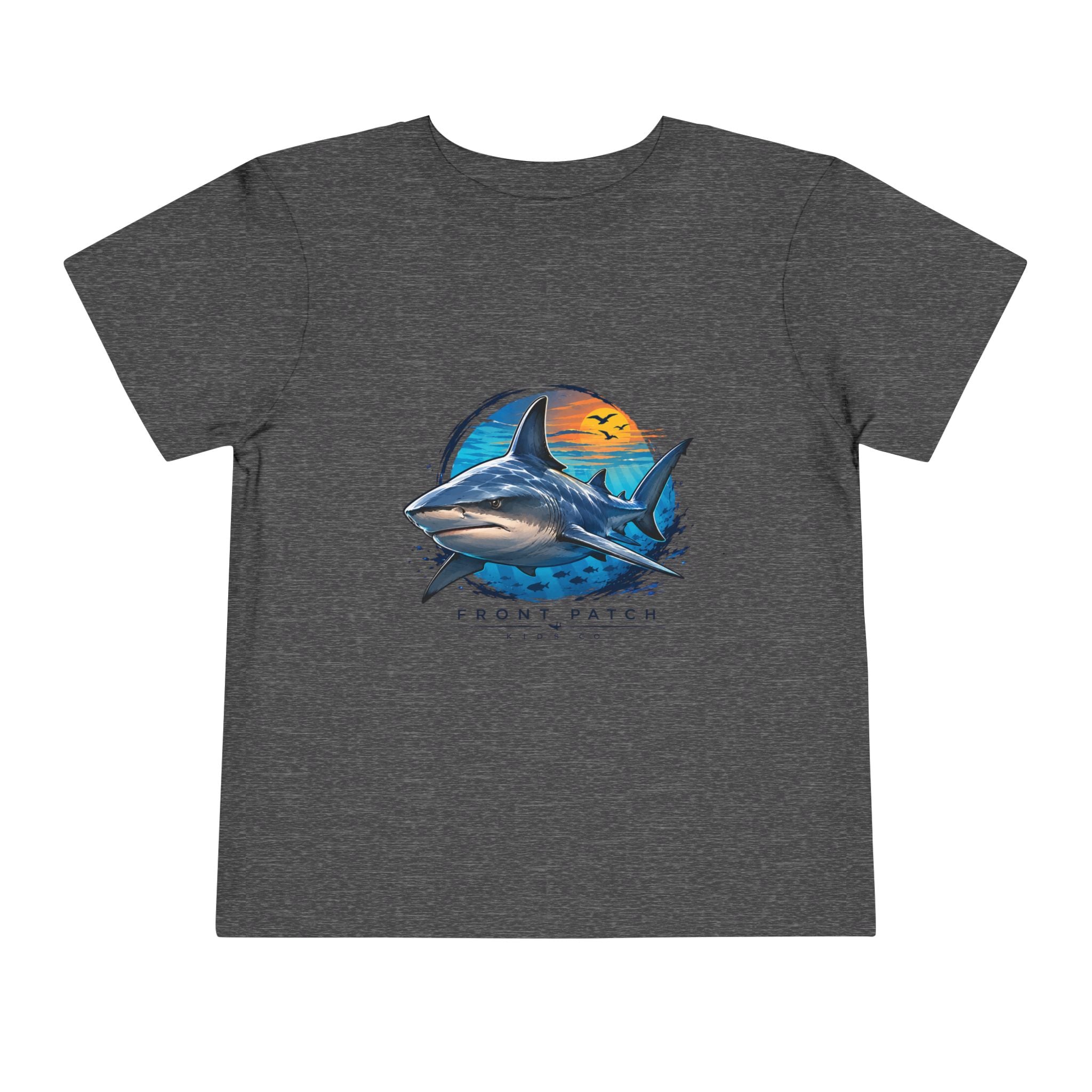 Toddler Tee — 'Front Patch' Surf Shark Graphic Sunset Kids Shirt