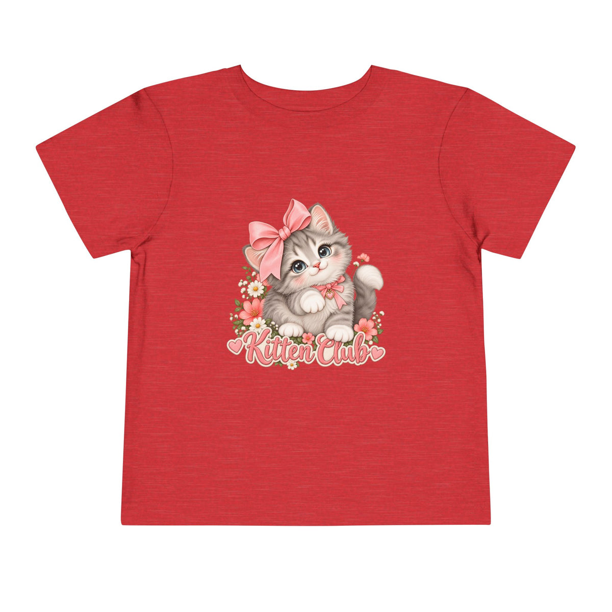 Toddler Tee — "Kitten Club" Cute Floral Bow Cat Shirt