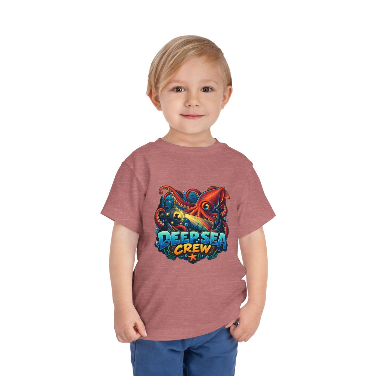 Toddler Tee — "Deep Sea Crew" Cute Squid Ocean Graphic Shirt