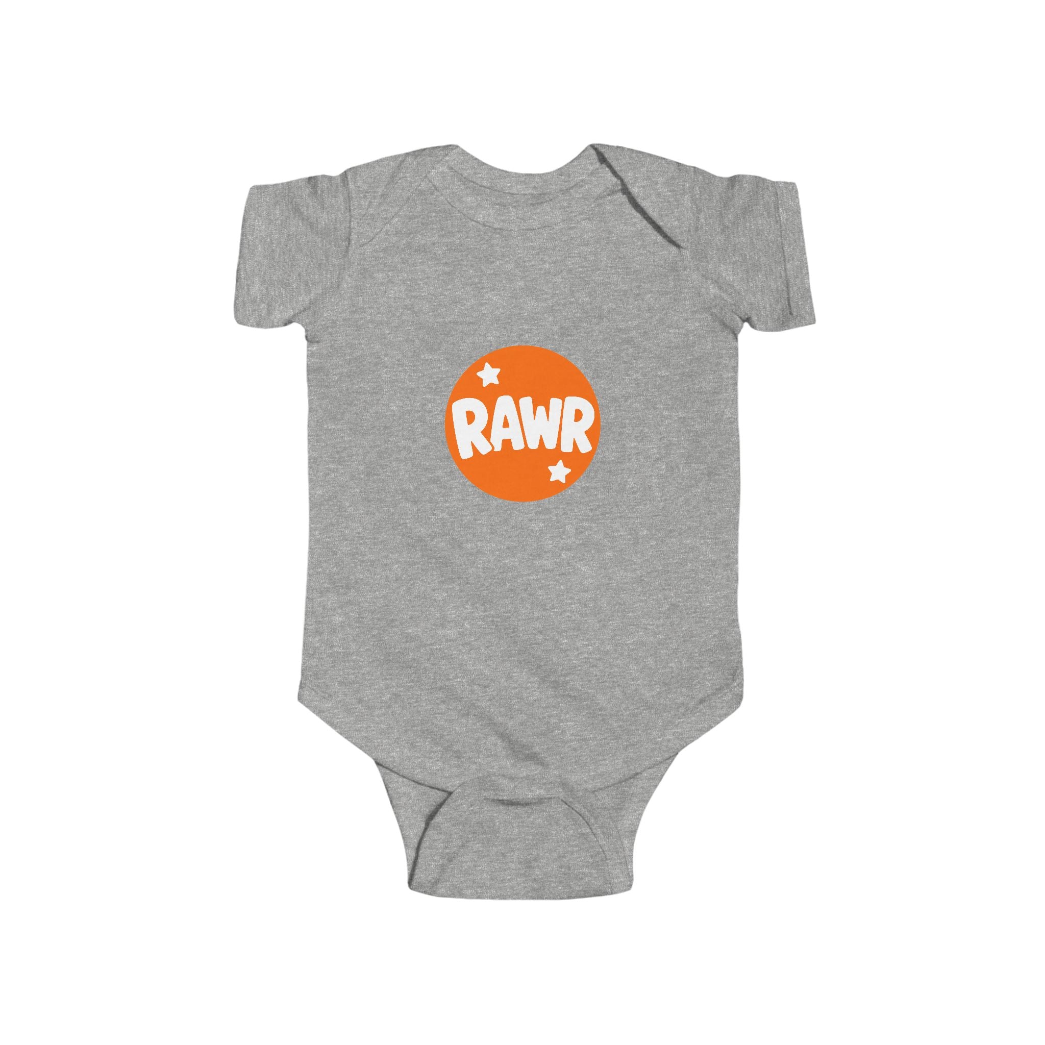 Infant Bodysuit — "RAWR" Orange Circle Baby Onesie, Cute Dinosaur/Nursery Gift