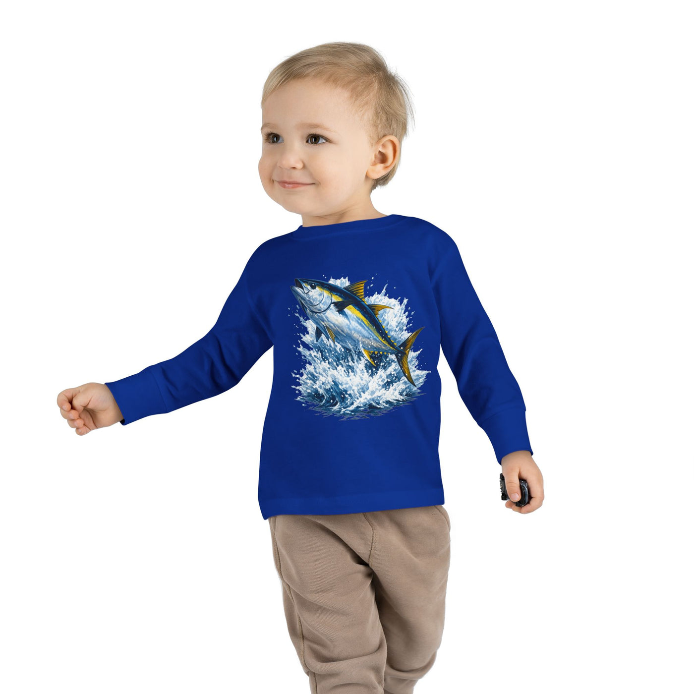 Toddler Long Sleeve Tee - Bluefin Tuna Splash Graphic