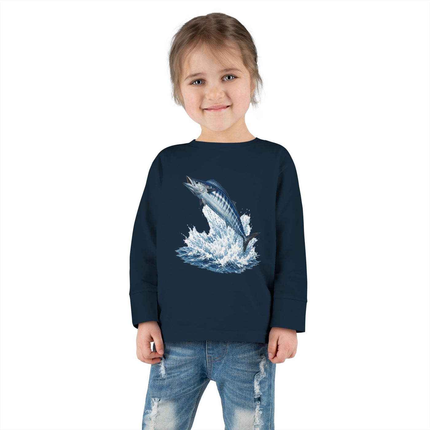Toddler Long Sleeve Tee — Leaping Tuna Ocean Graphic