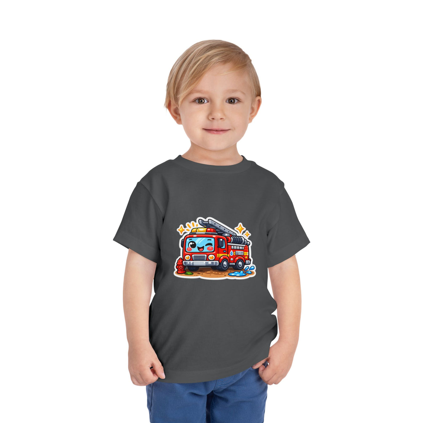 Toddler Tee — Cute Cartoon Fire Truck Graphic Shirt for Kids
