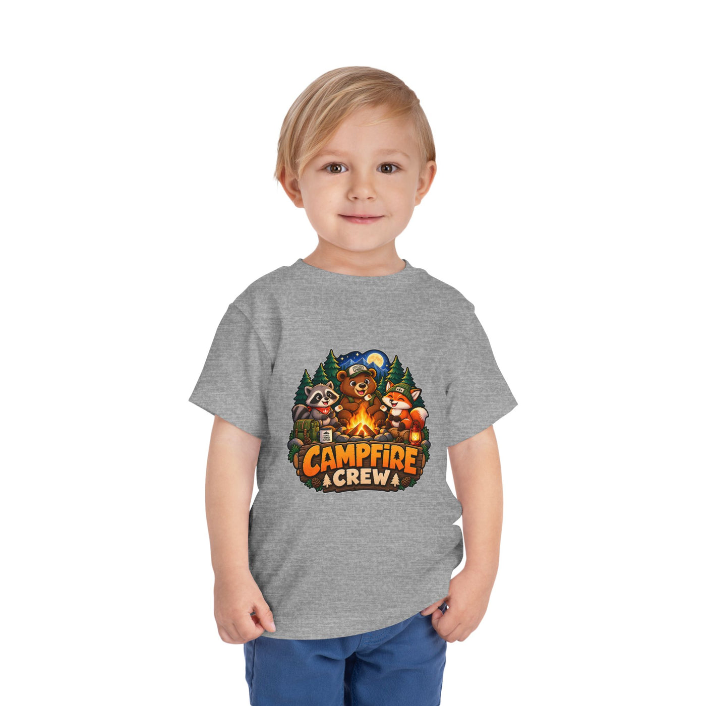 Toddler Tee — "Campfire Crew" Cute Woodland Animals Camping Shirt