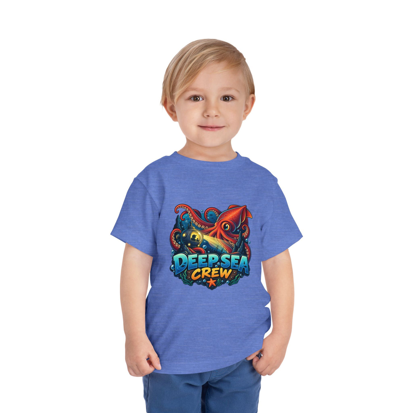 Toddler Tee — "Deep Sea Crew" Cute Squid Ocean Graphic Shirt