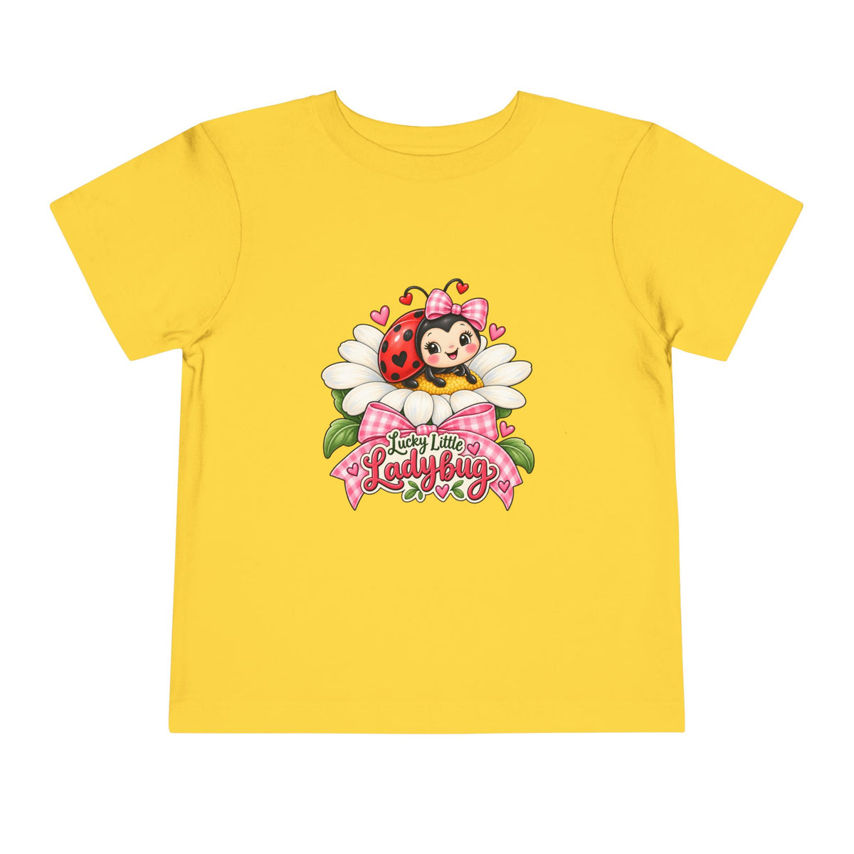 Cute Ladybug Toddler Tee — "Lucky Little Ladybug" Floral Graphic