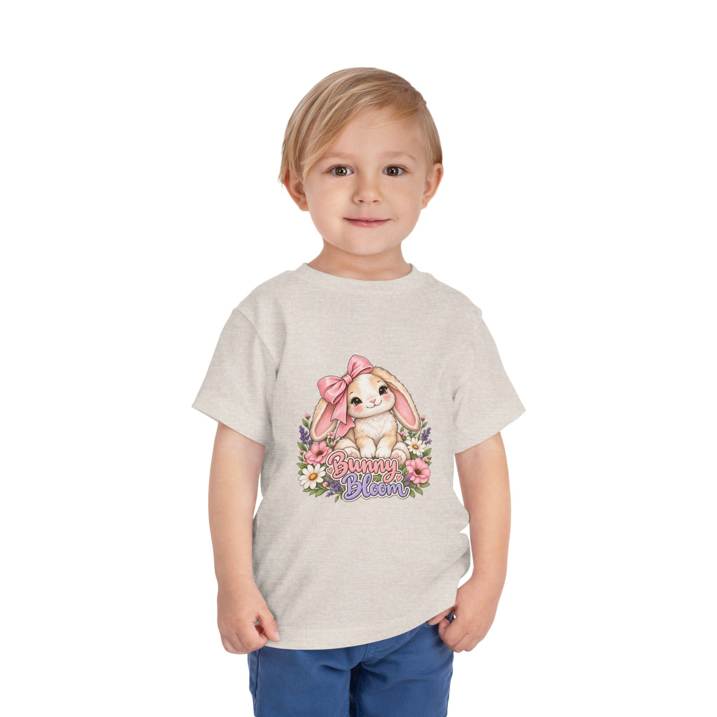 Toddler Tee — "Bunny Bloom" Cute Bunny with Flowers