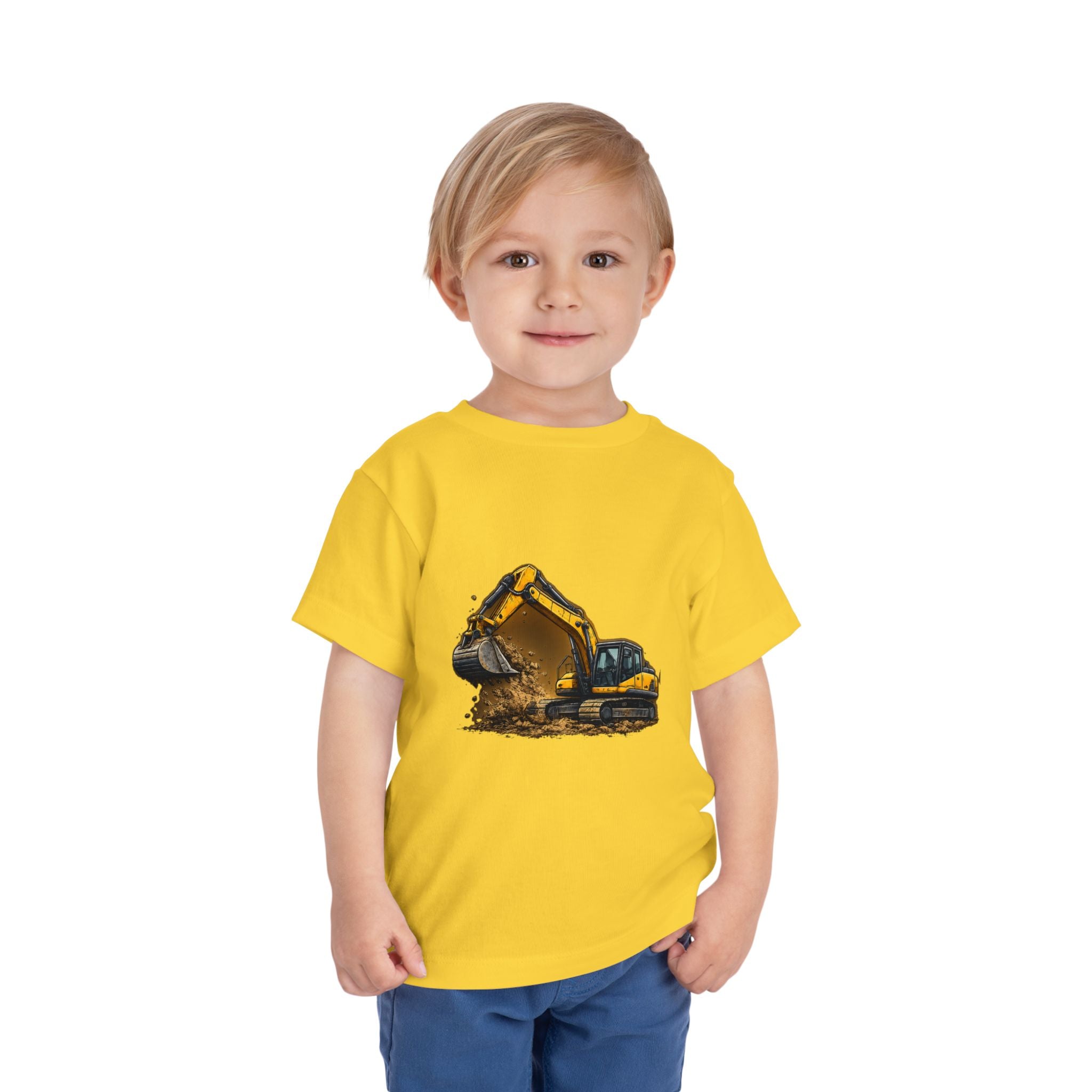 Toddler Excavator Tee — Yellow Digging Construction Truck Shirt