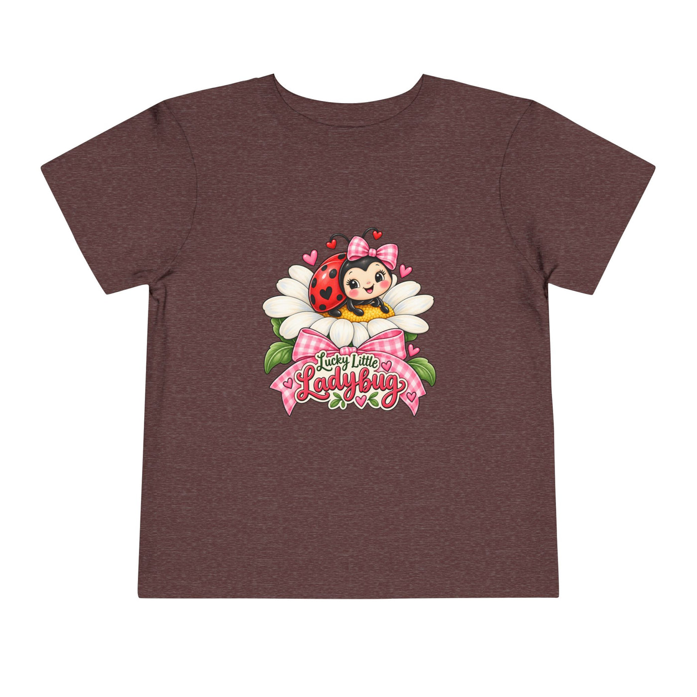 Cute Ladybug Toddler Tee — "Lucky Little Ladybug" Floral Graphic