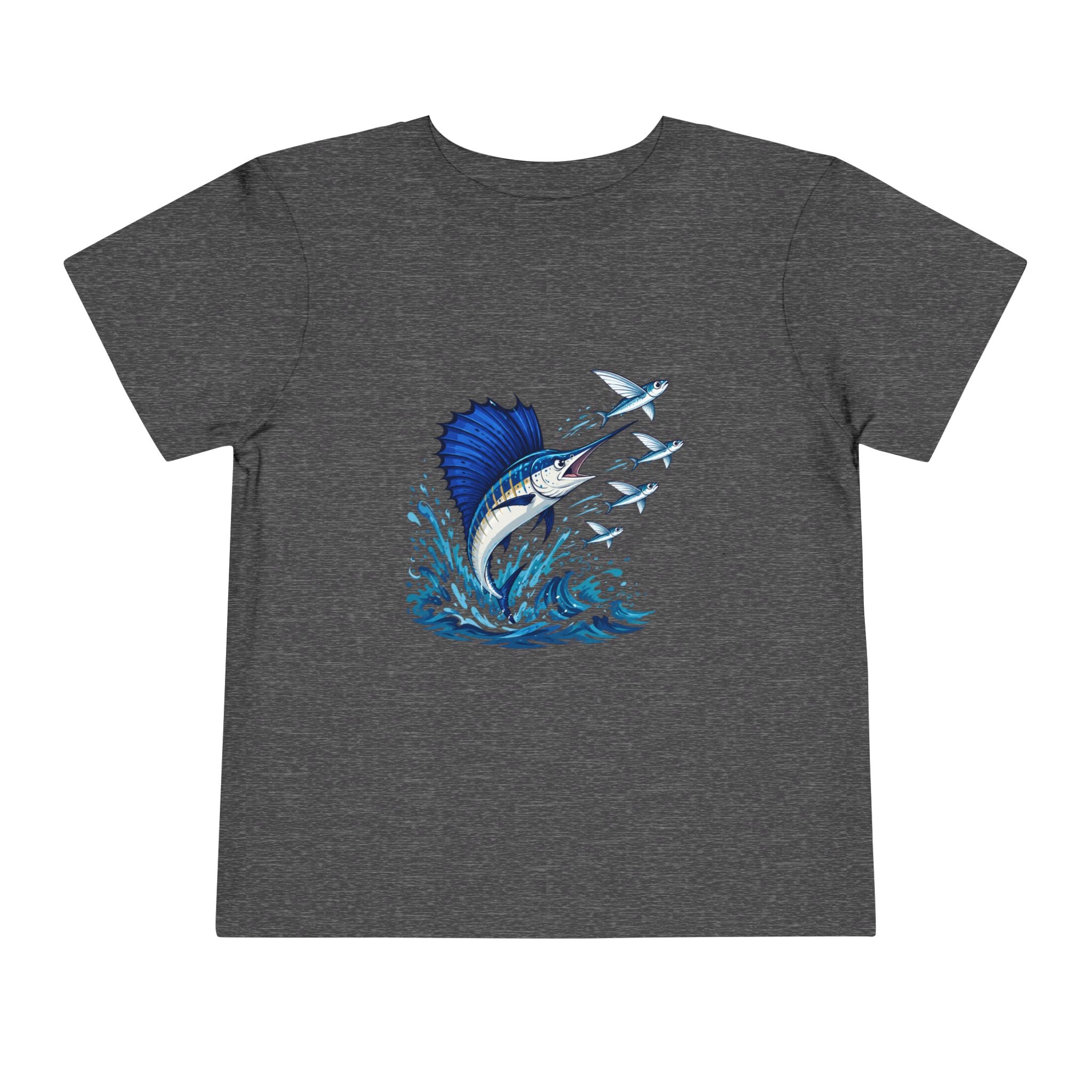Toddler Tee — Blue Sailfish & Flying Fish Ocean Graphic