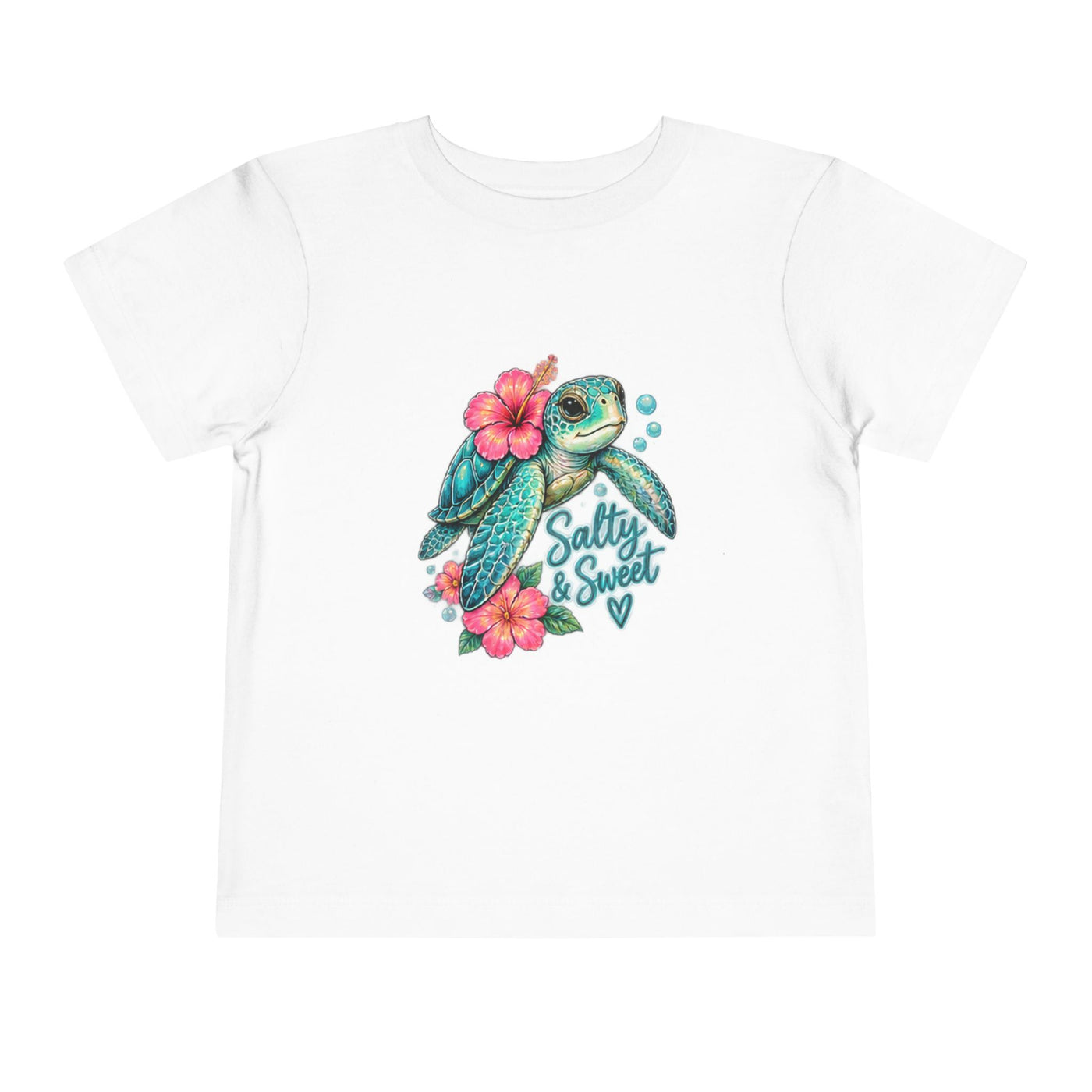 Toddler Tee — 'Salty & Sweet' Sea Turtle Floral Graphic