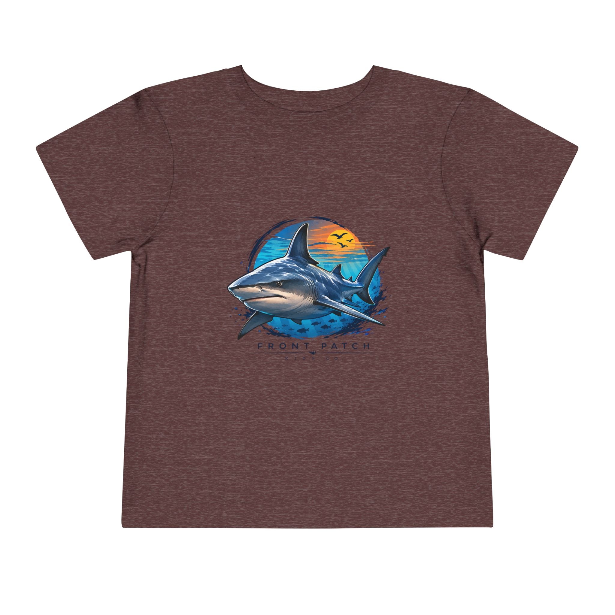 Toddler Tee — 'Front Patch' Surf Shark Graphic Sunset Kids Shirt