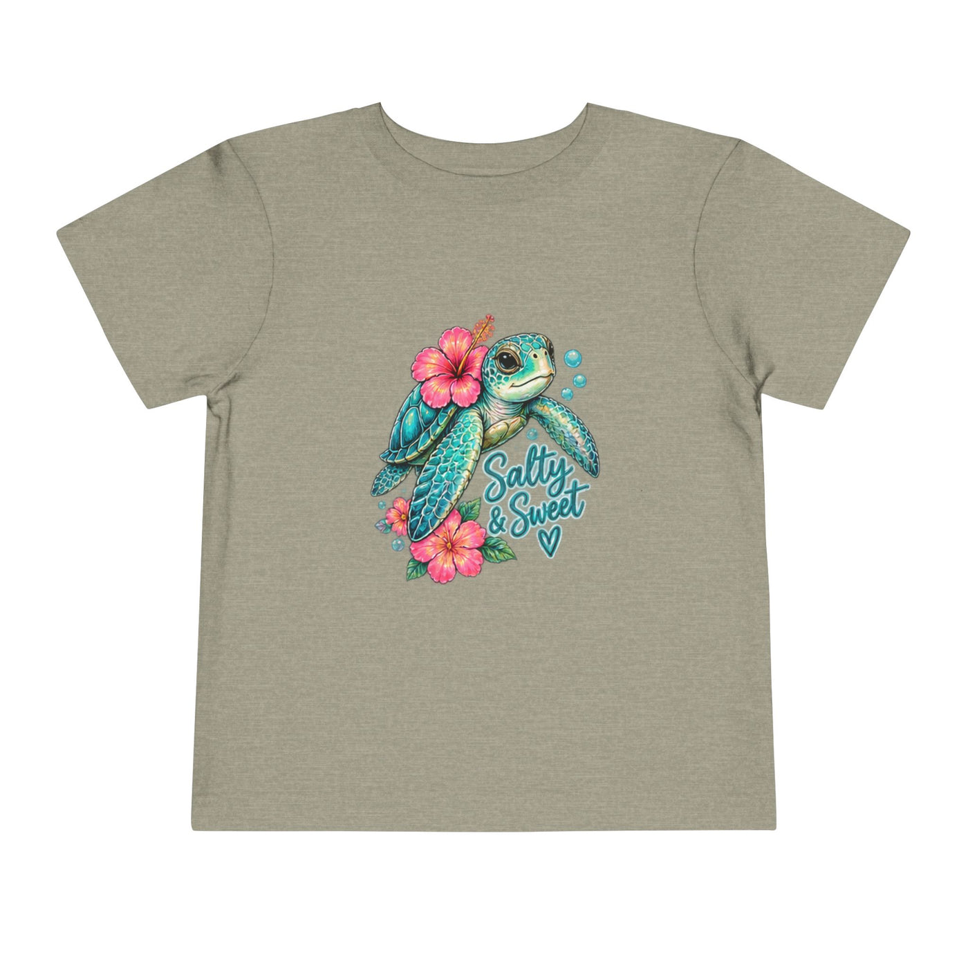 Toddler Tee — 'Salty & Sweet' Sea Turtle Floral Graphic