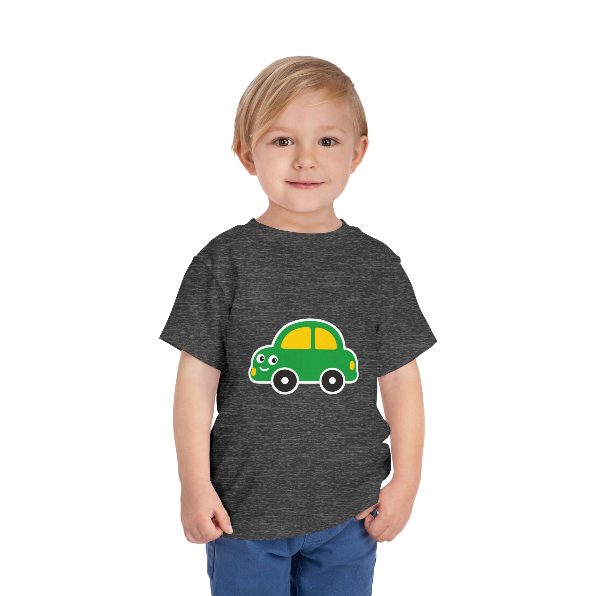 Toddler Tee — Cute Green Cartoon Car Graphic