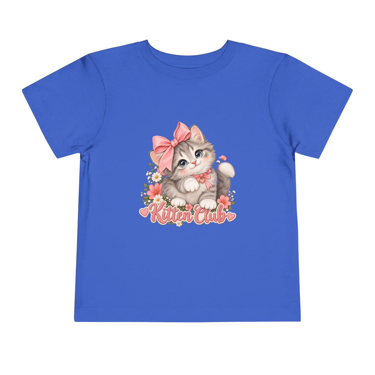 Toddler Tee — "Kitten Club" Cute Floral Bow Cat Shirt