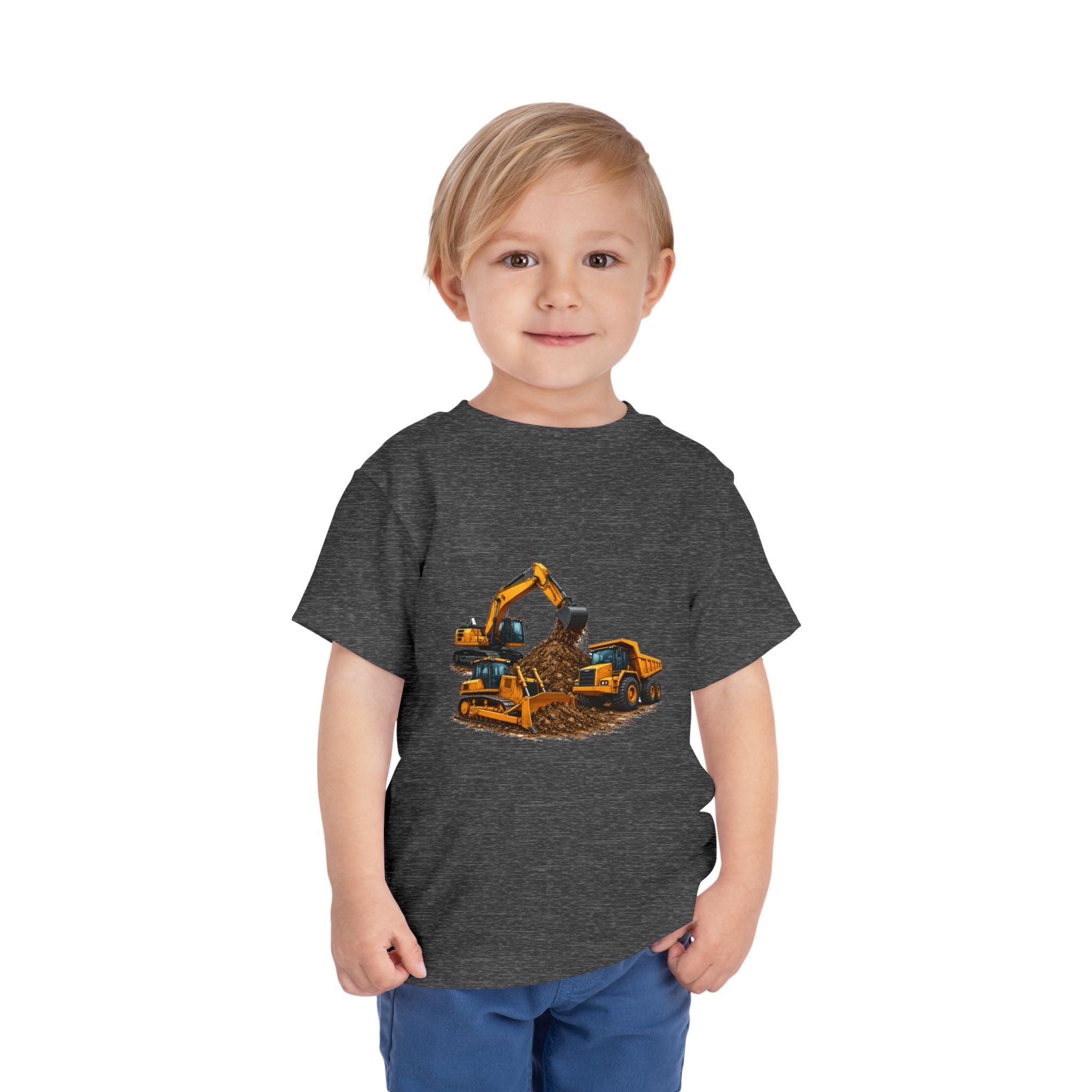 Toddler Tee — Construction Trucks Excavator & Dump Truck Graphic