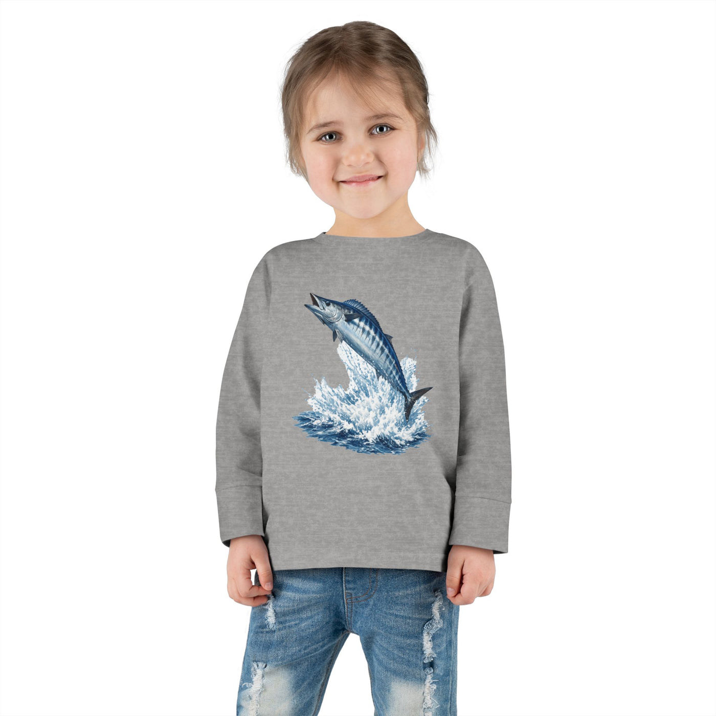 Toddler Long Sleeve Tee — Leaping Tuna Ocean Graphic