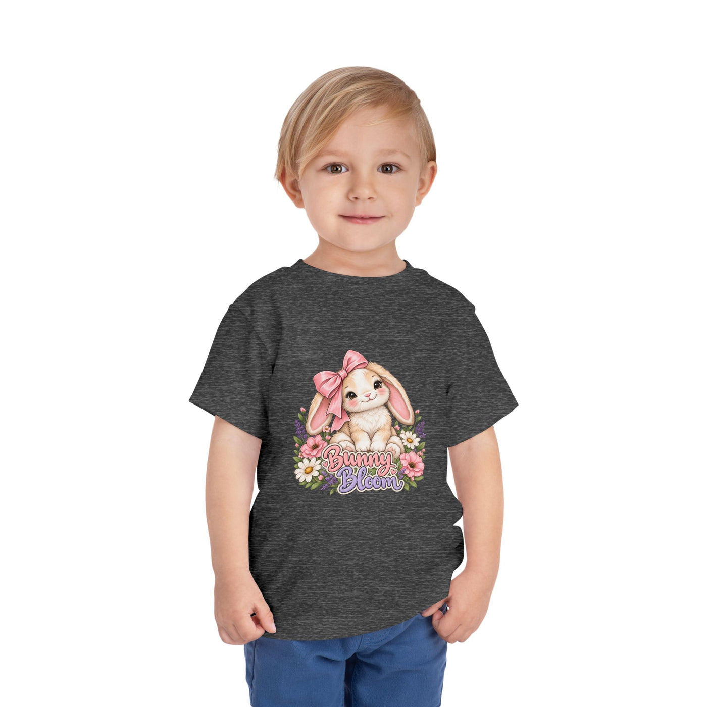Toddler Tee — "Bunny Bloom" Cute Bunny with Flowers