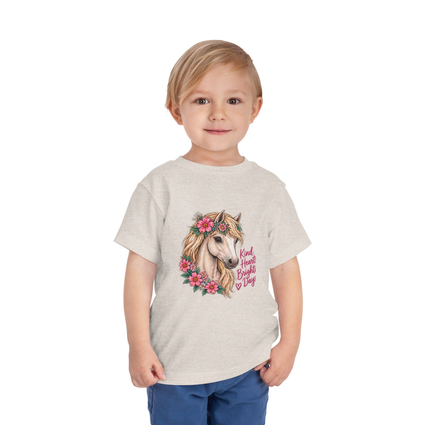 Toddler Tee — Floral Horse "Kind Hearts Bright Days" Cute Pony Shirt