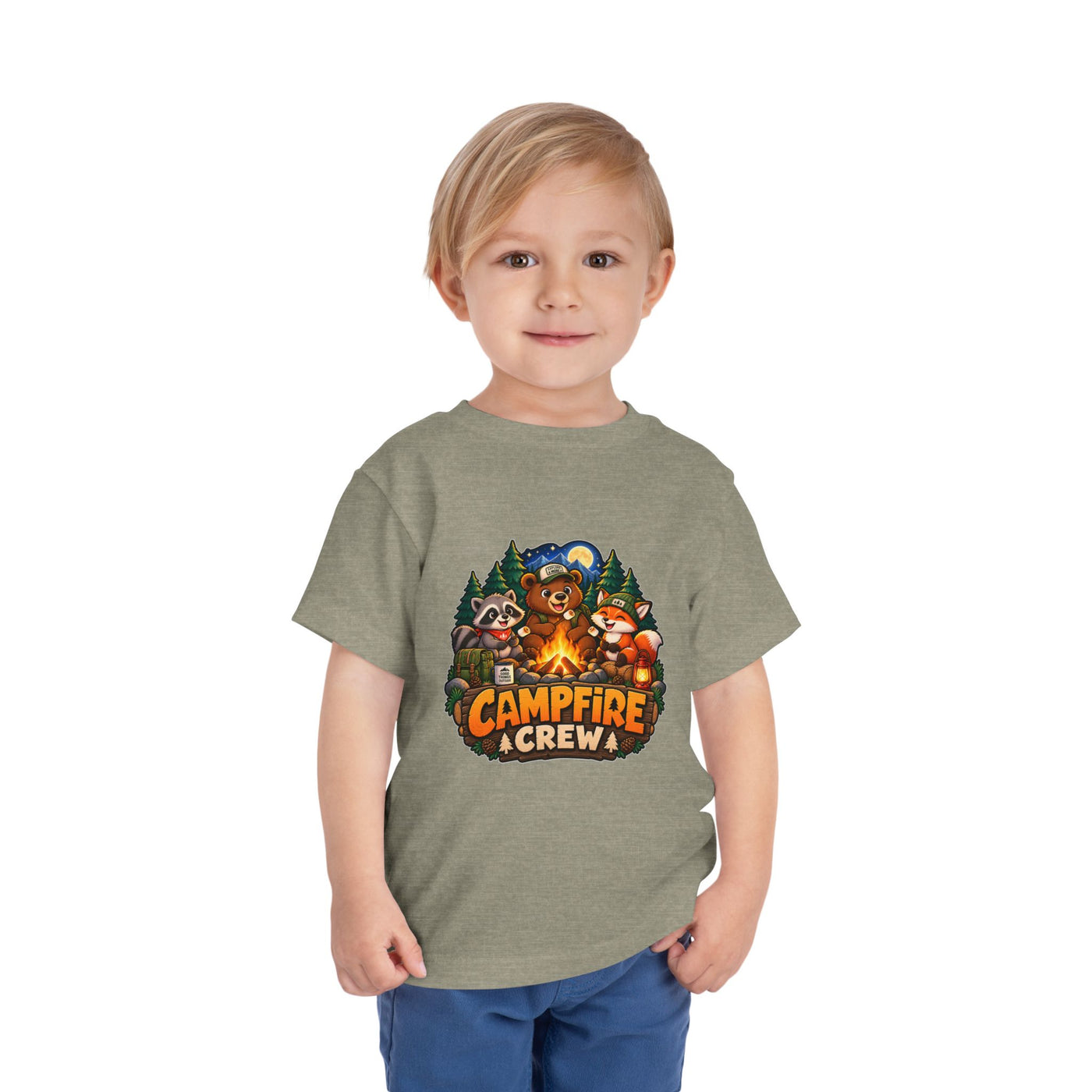 Toddler Tee — "Campfire Crew" Cute Woodland Animals Camping Shirt