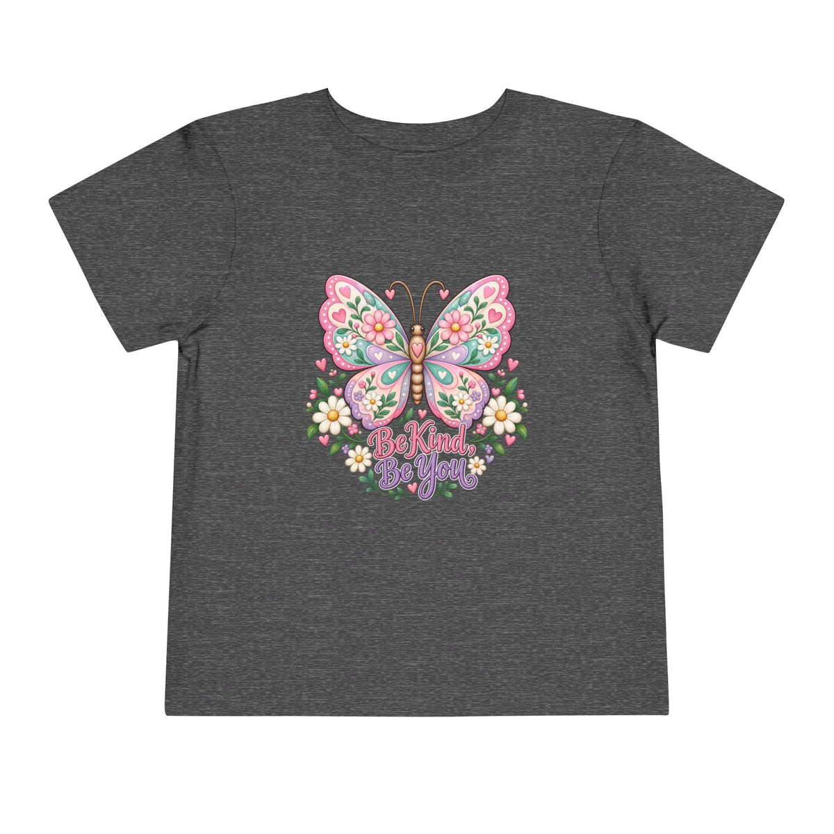 Toddler Tee — Pink Butterfly “Be Kind Be You” Floral Graphic