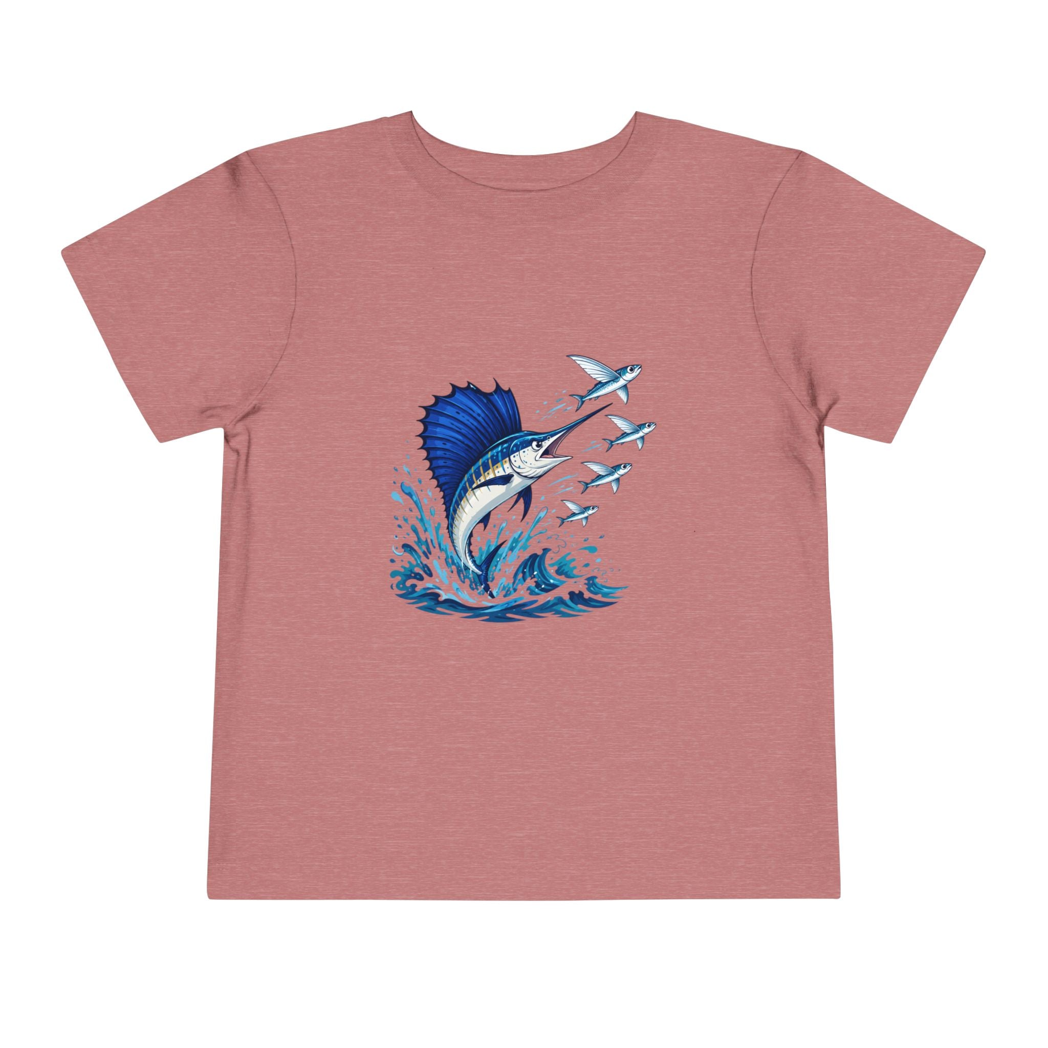 Toddler Tee — Blue Sailfish & Flying Fish Ocean Graphic