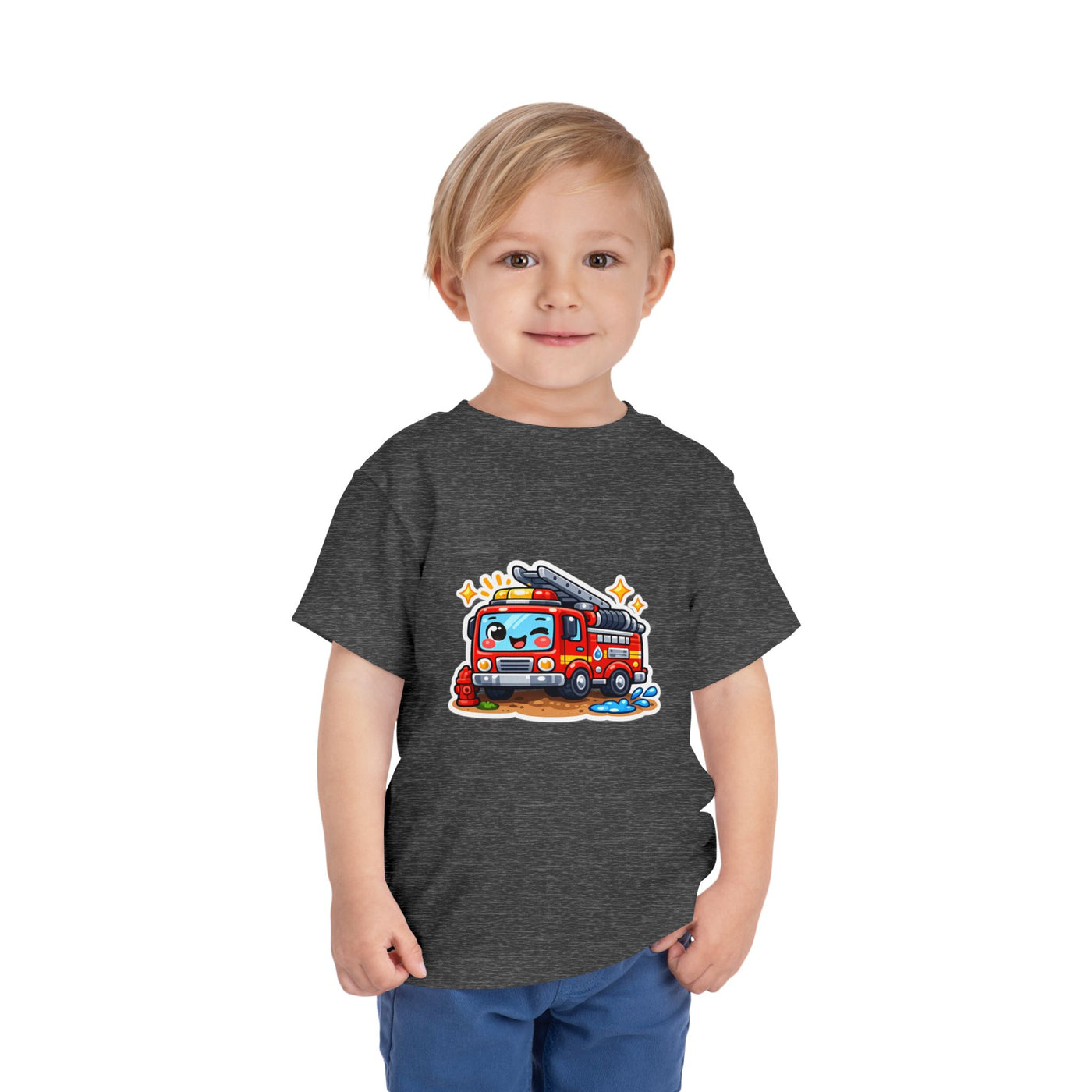 Toddler Tee — Cute Cartoon Fire Truck Graphic Shirt for Kids