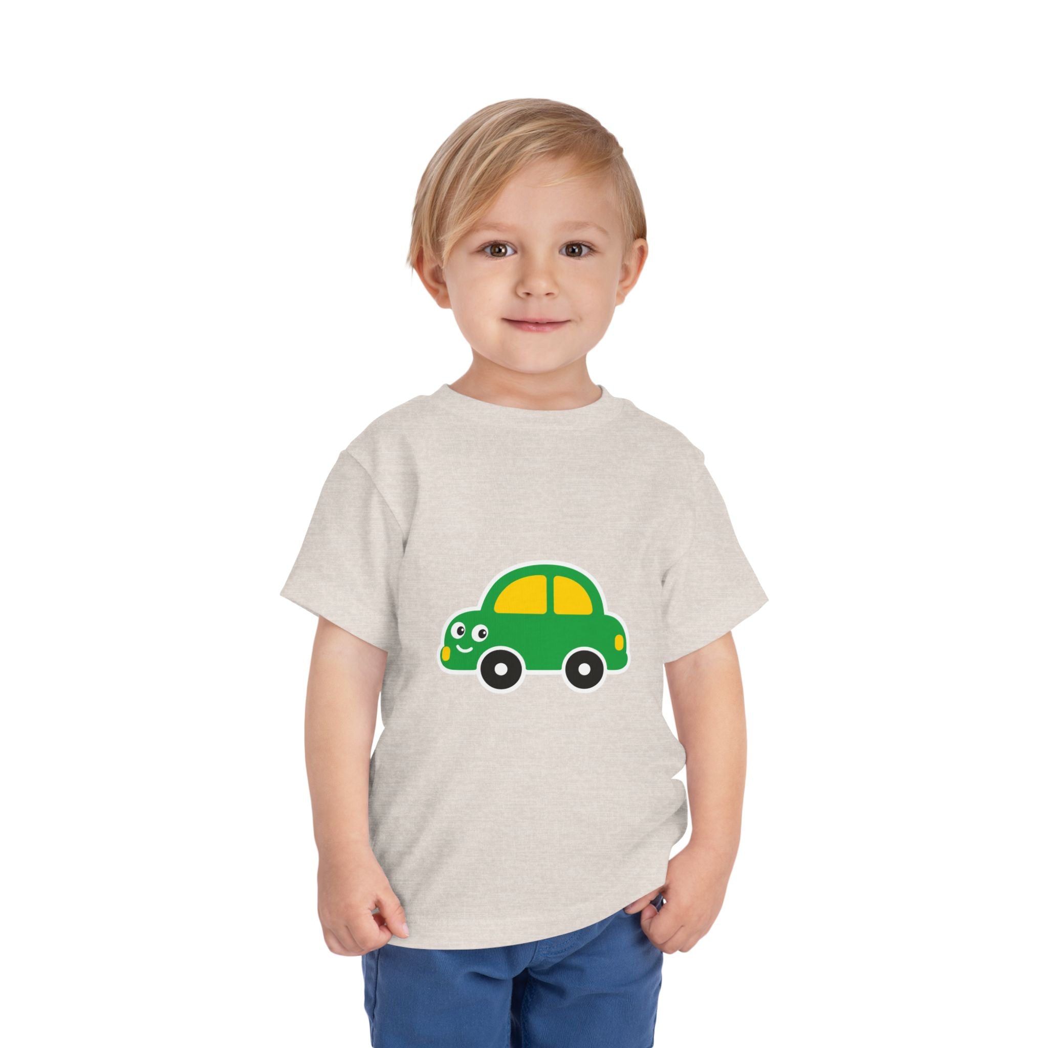 Toddler Tee — Cute Green Cartoon Car Graphic