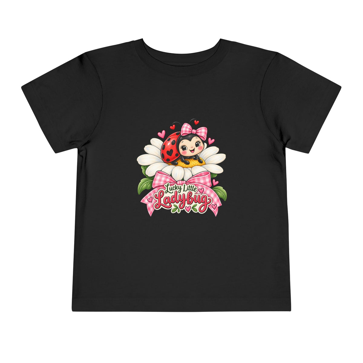 Cute Ladybug Toddler Tee — "Lucky Little Ladybug" Floral Graphic