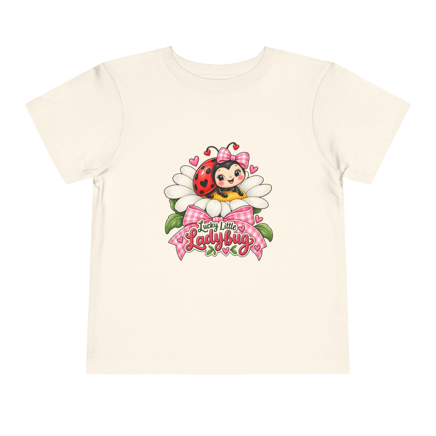 Cute Ladybug Toddler Tee — "Lucky Little Ladybug" Floral Graphic