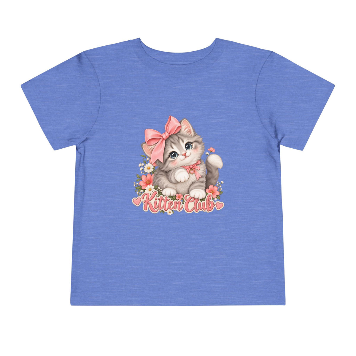 Toddler Tee — "Kitten Club" Cute Floral Bow Cat Shirt