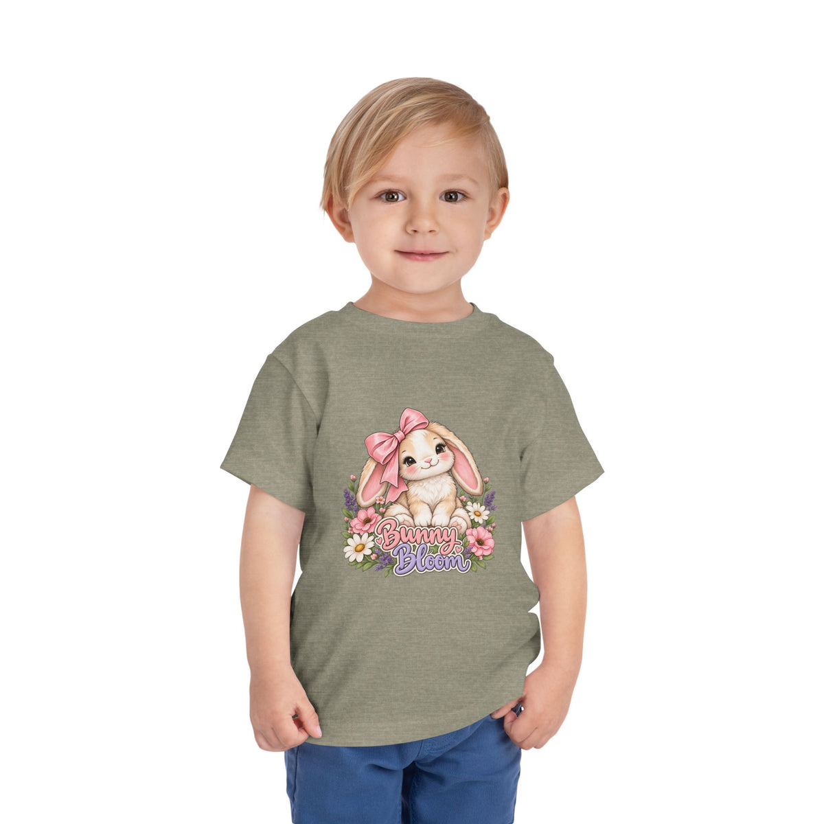 Toddler Tee — "Bunny Bloom" Cute Bunny with Flowers