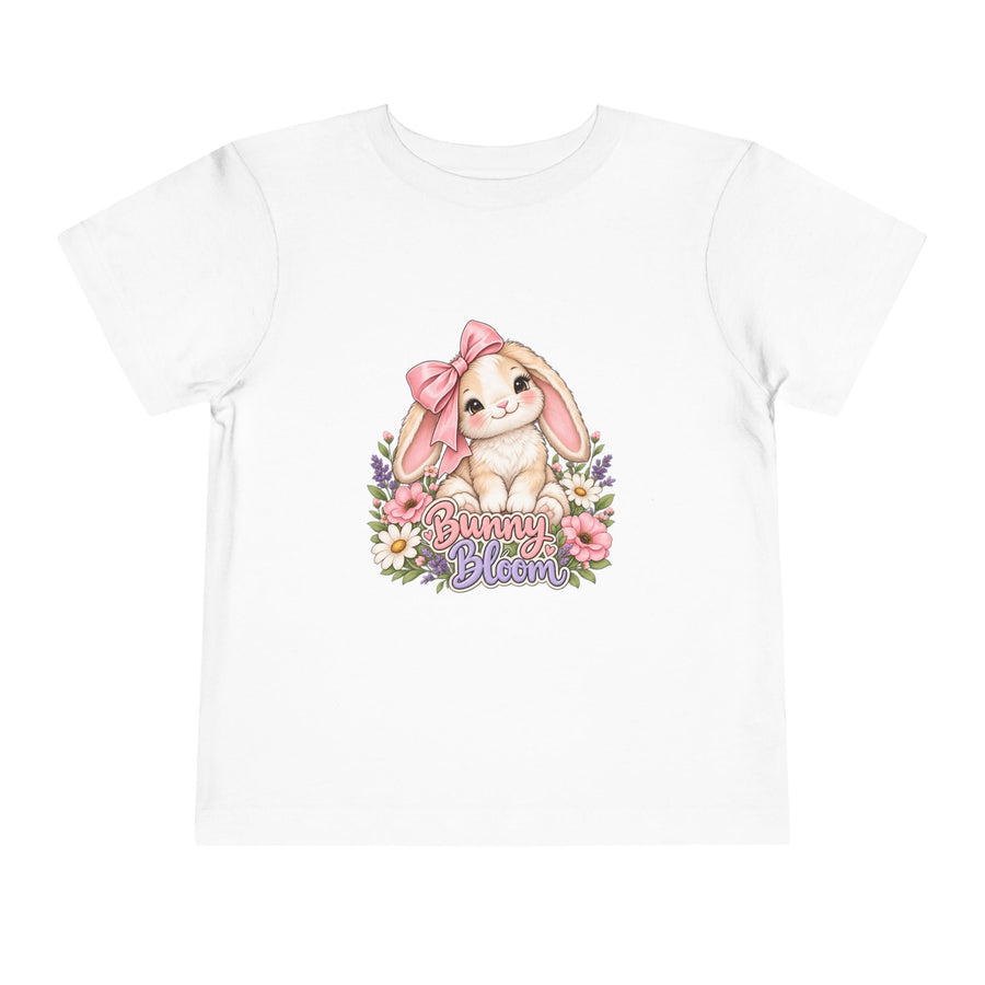 Toddler Tee — "Bunny Bloom" Cute Bunny with Flowers