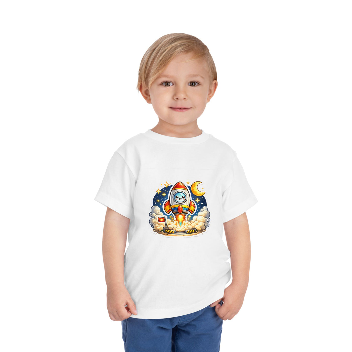 Toddler Tee — Cute Rocket Astronaut Launch Graphic