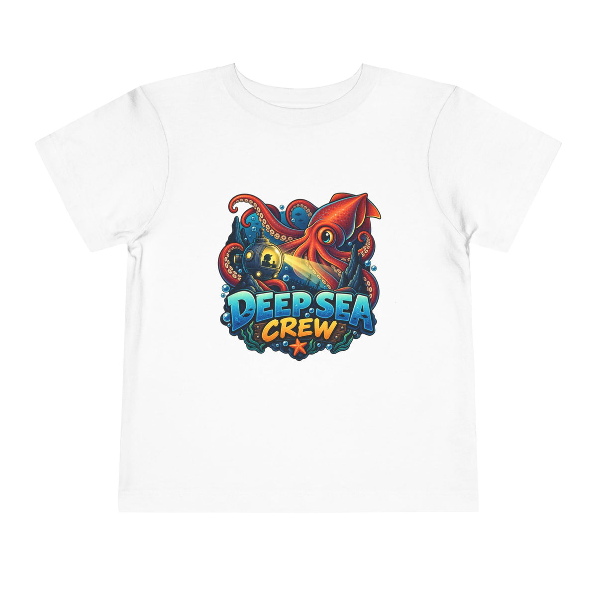 Toddler Tee — "Deep Sea Crew" Cute Squid Ocean Graphic Shirt