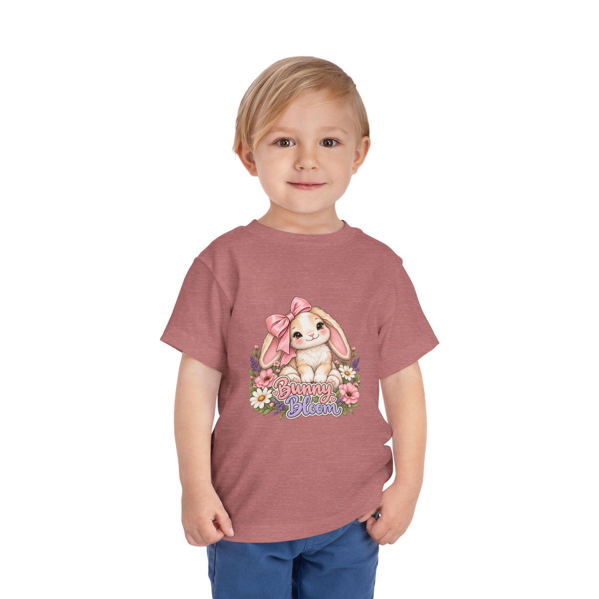 Toddler Tee — "Bunny Bloom" Cute Bunny with Flowers