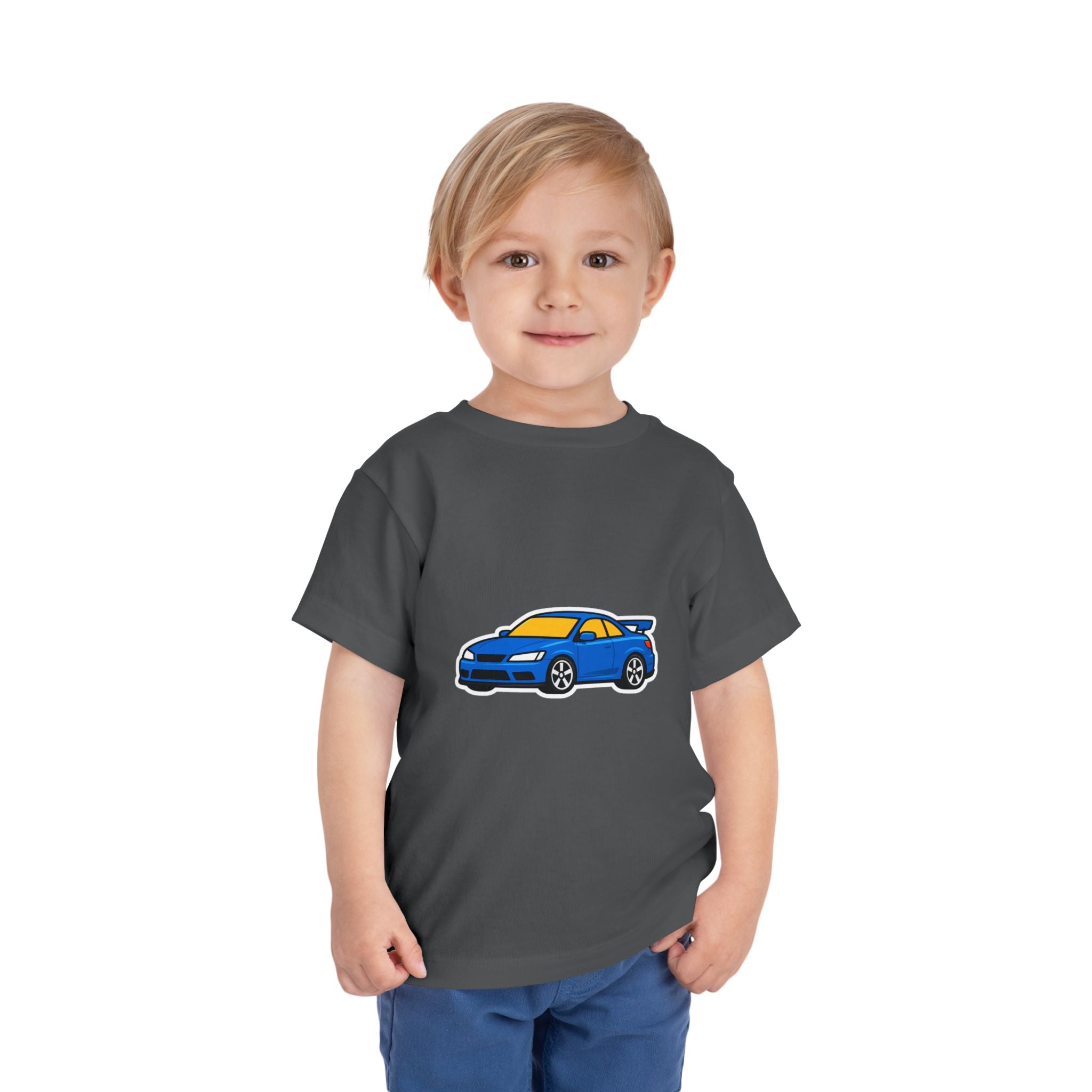 Toddler Car Tee — Blue Race Car Graphic Shirt for Kids