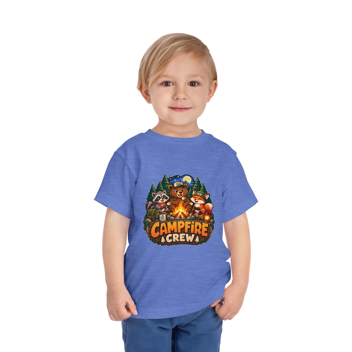 Toddler Tee — "Campfire Crew" Cute Woodland Animals Camping Shirt