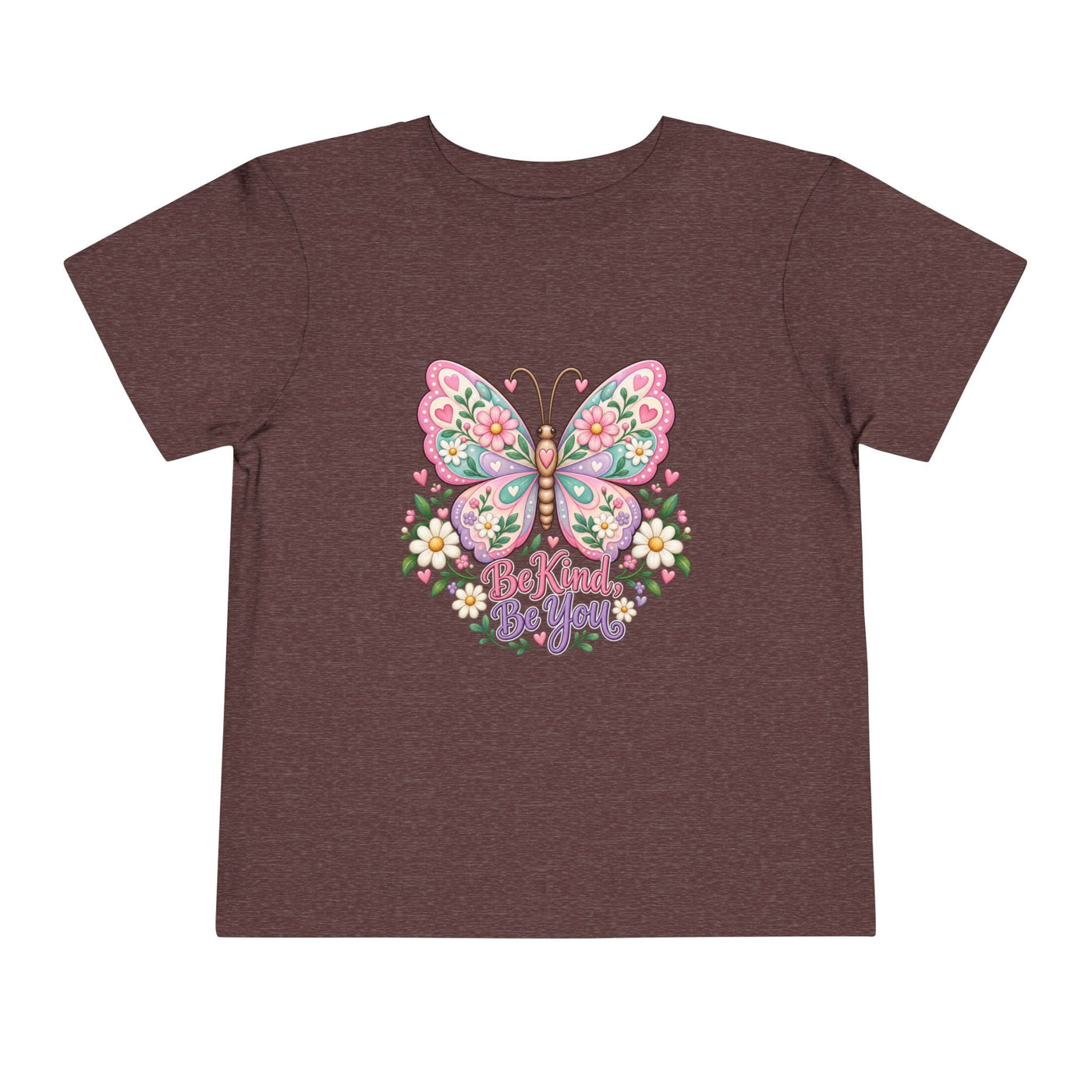 Toddler Tee — Pink Butterfly “Be Kind Be You” Floral Graphic