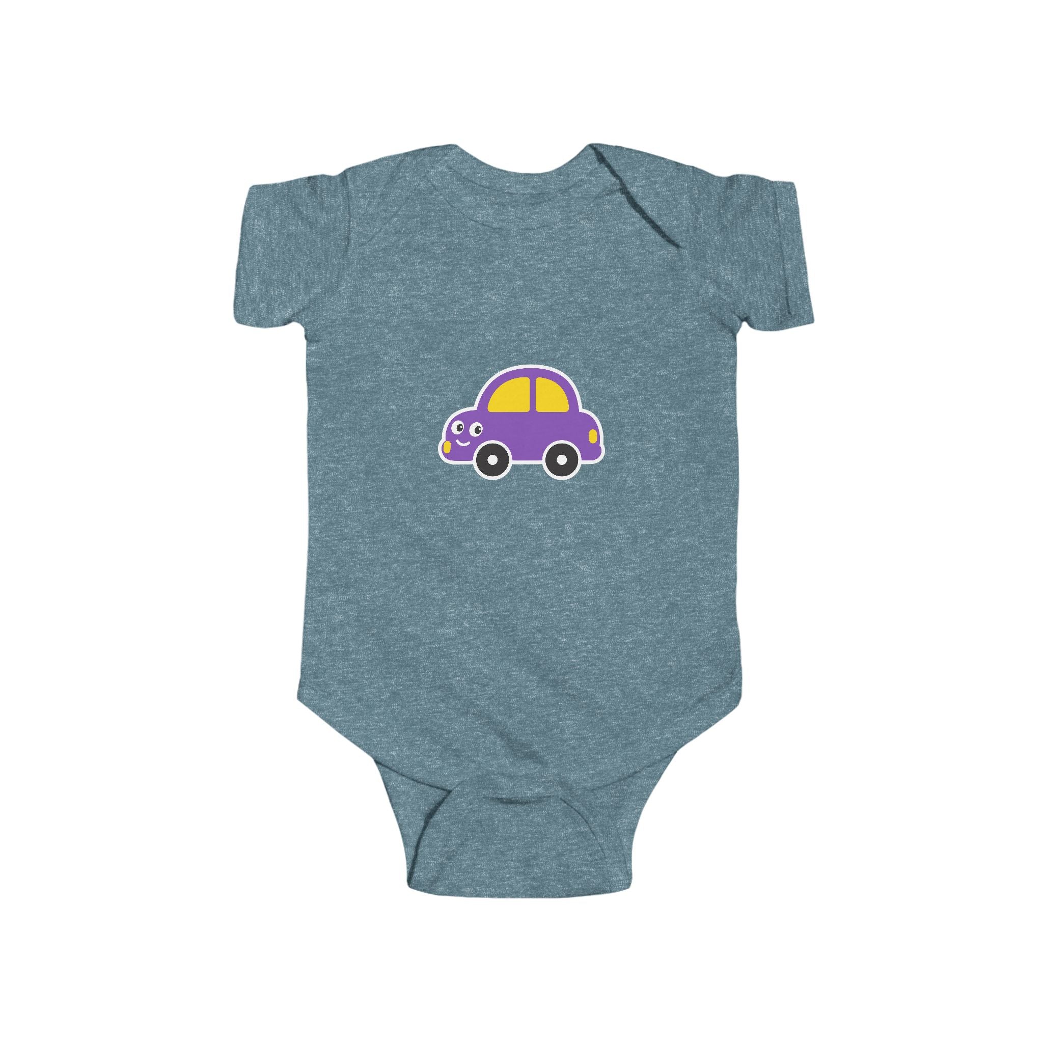 Purple Cartoon Car Baby Bodysuit - Cute Infant Onesie for Newborns & Baby Shower Gifts