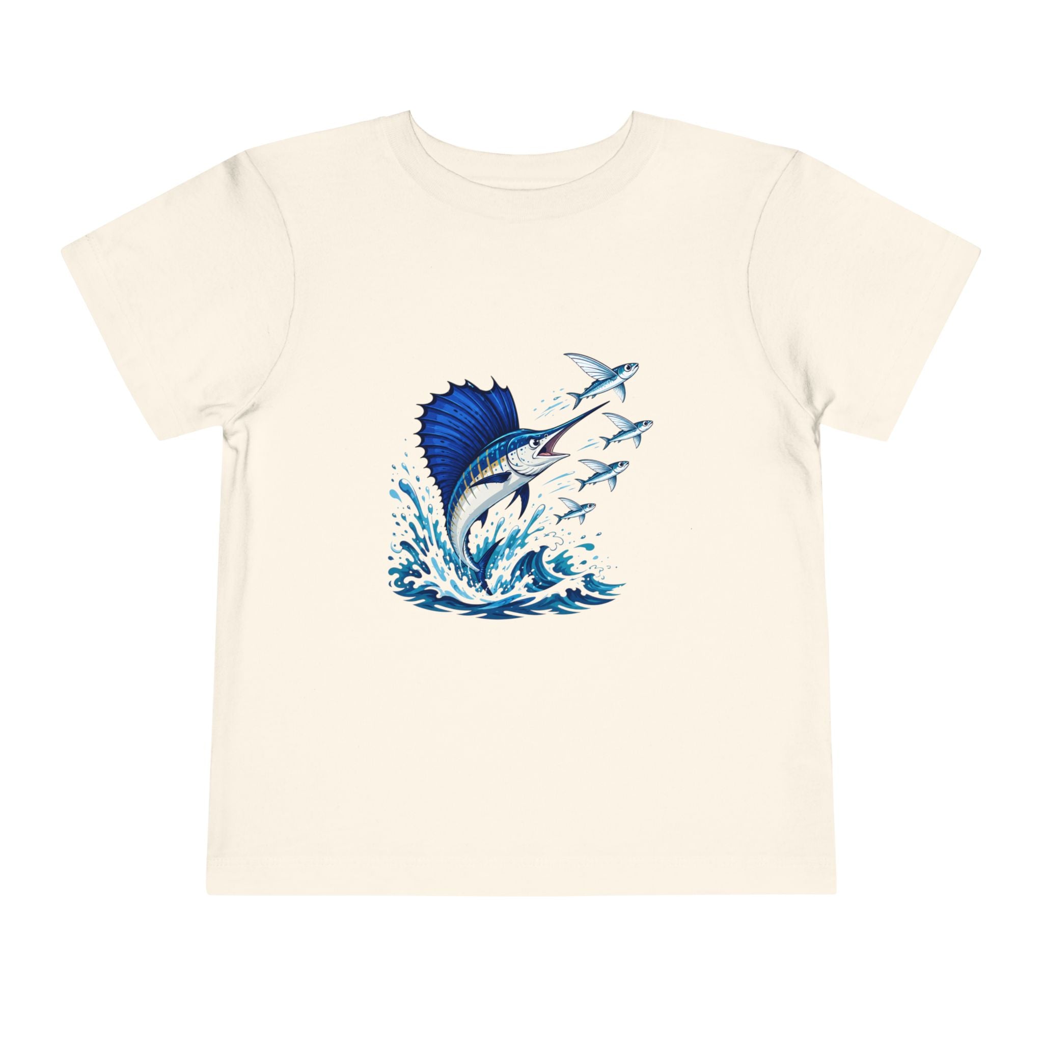 Toddler Tee — Blue Sailfish & Flying Fish Ocean Graphic