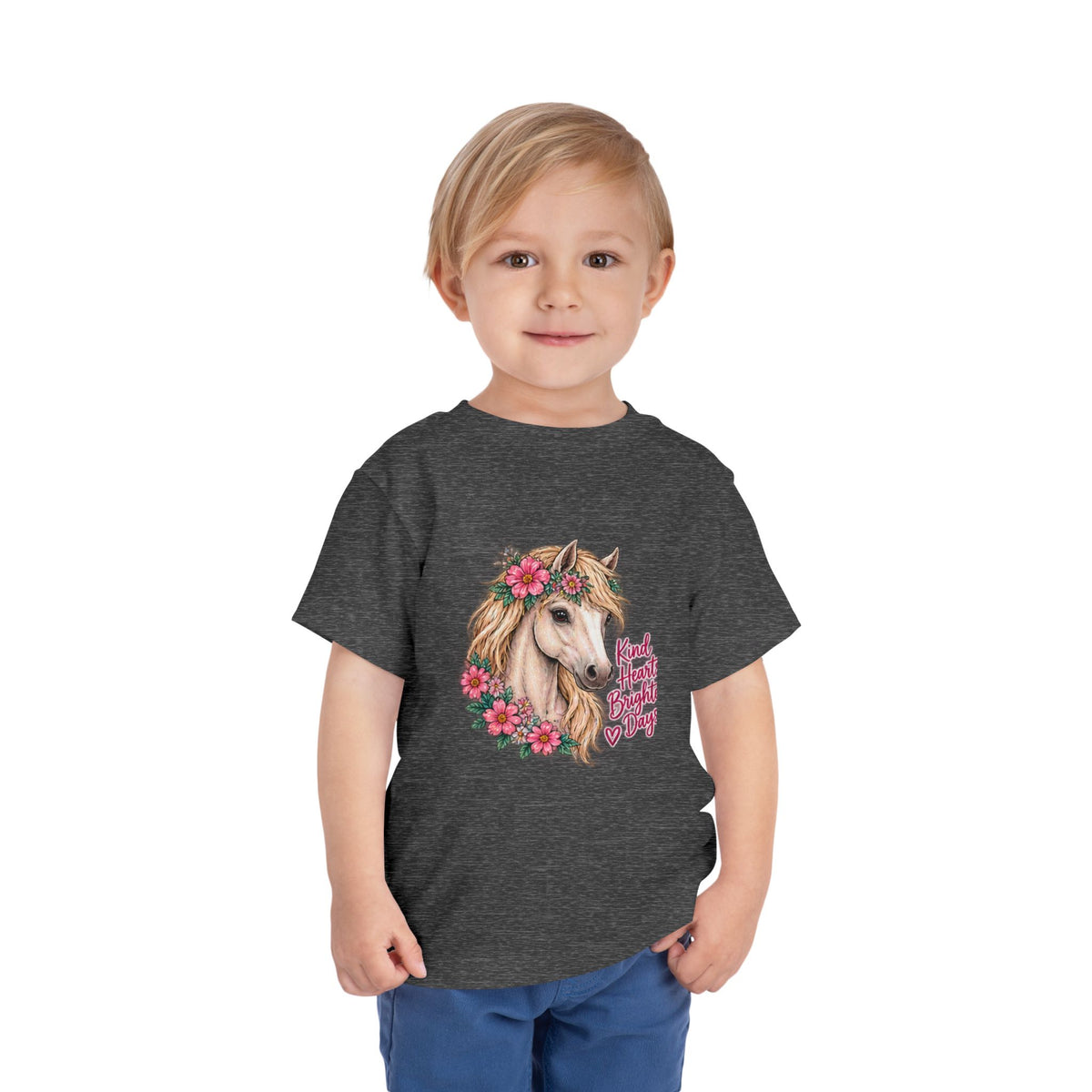 Toddler Tee — Floral Horse "Kind Hearts Bright Days" Cute Pony Shirt